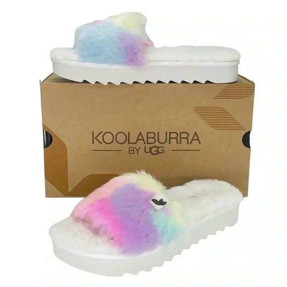 Koolaburra by UGG Womens Fuzz-AH Faux Fur Pastel Slide Sandals Size 6M - Picture 8 of 9
